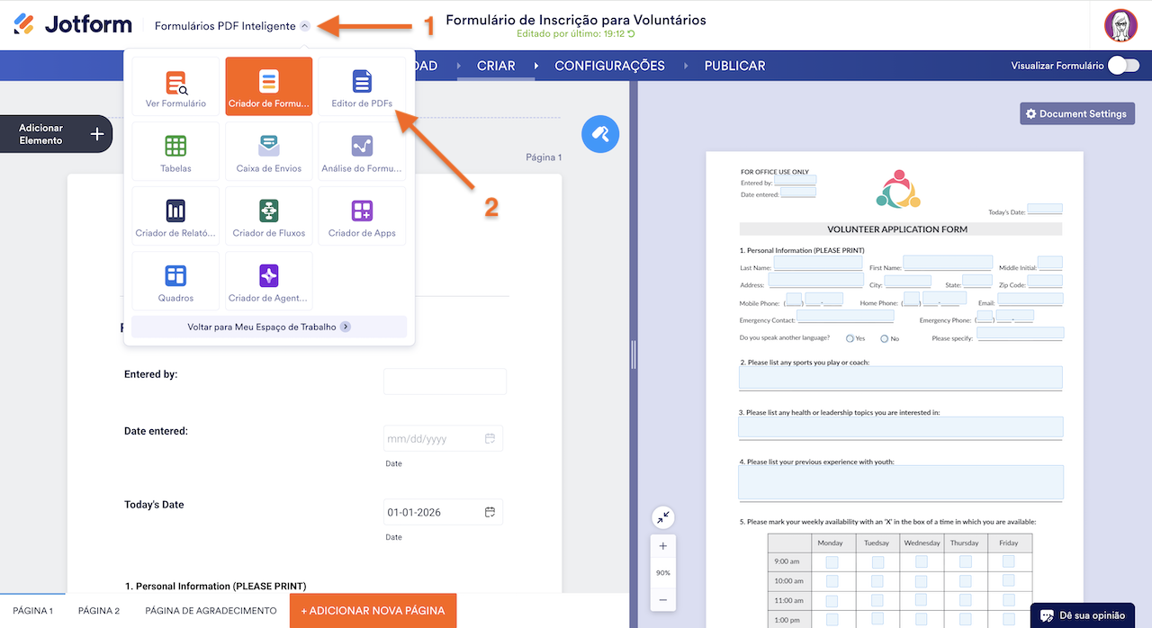 Acessando o Editor de PDFs
