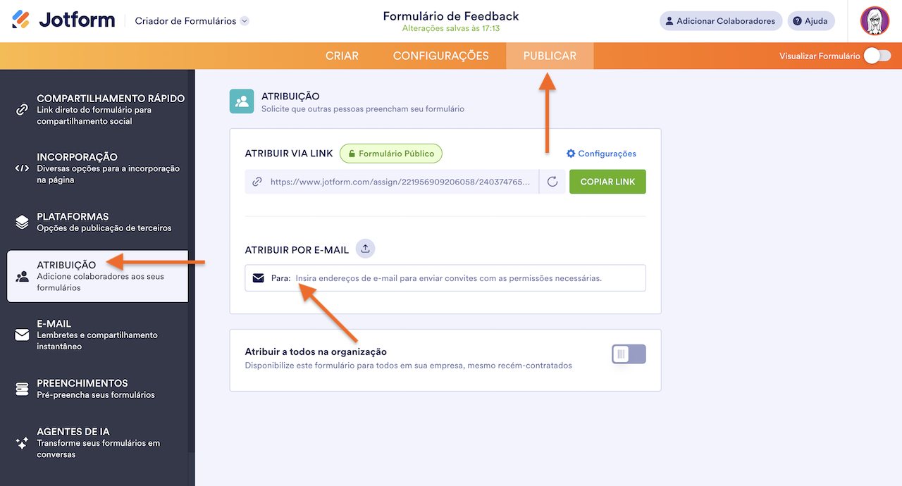 Atribuição por E-mail