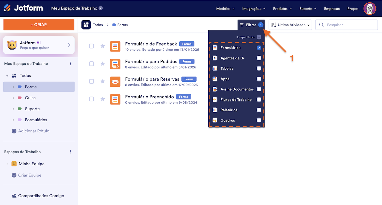 Filtrando Formulários