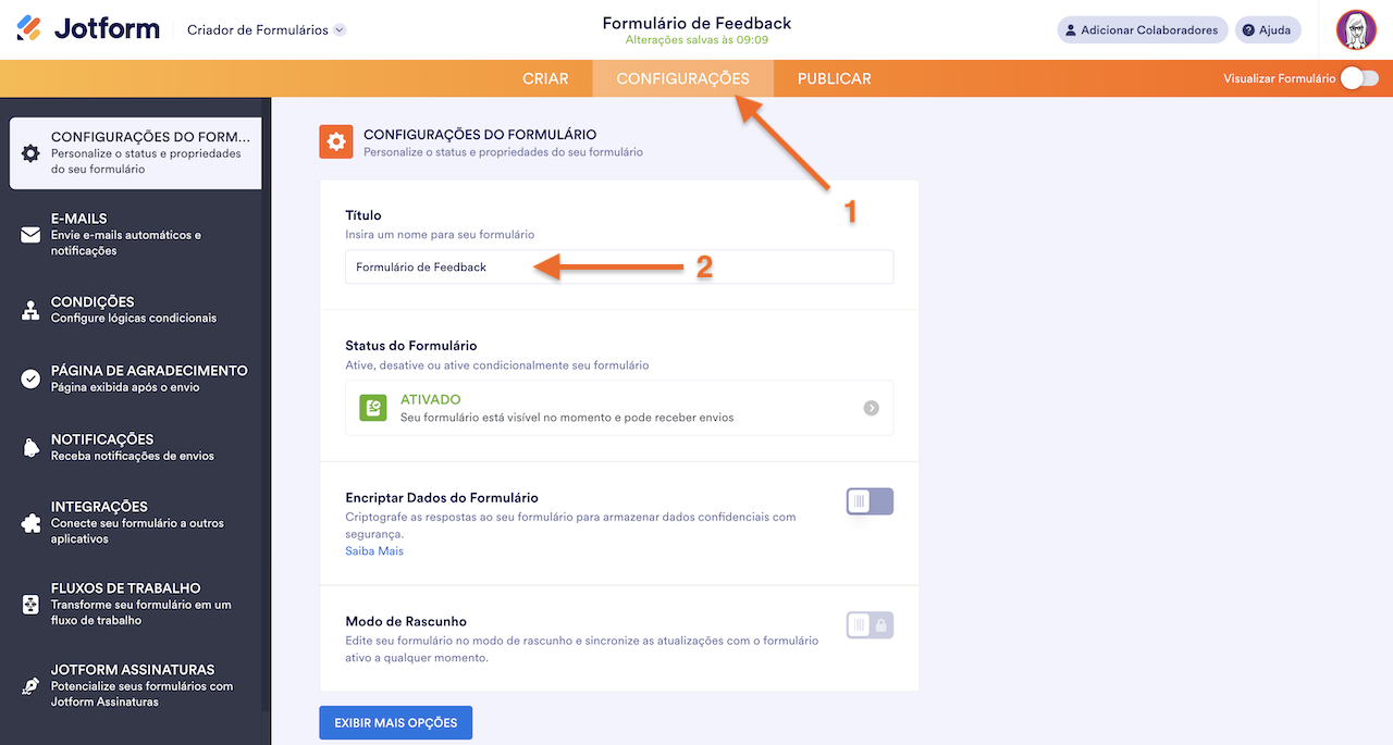 Alterando Nome do Formulário no Criador de Formulários
