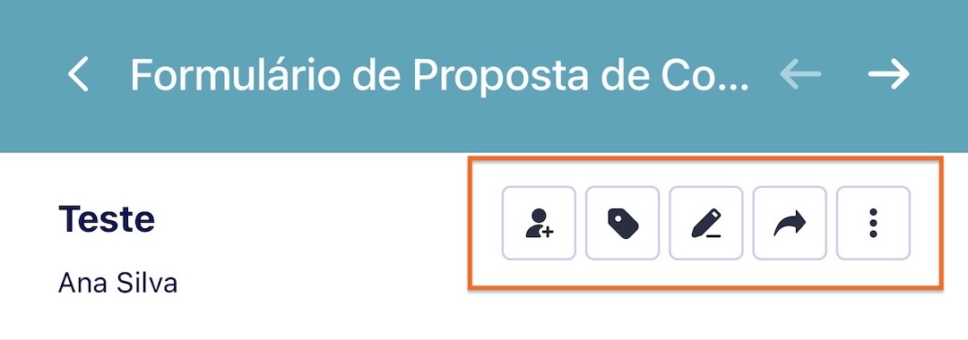 Opções da aba Respostas do app