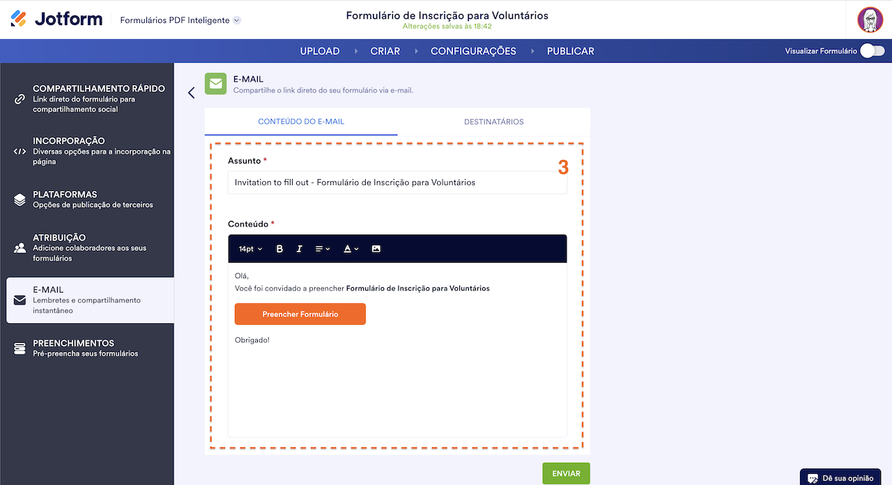 Corpo do E-mail de Compartilhamento