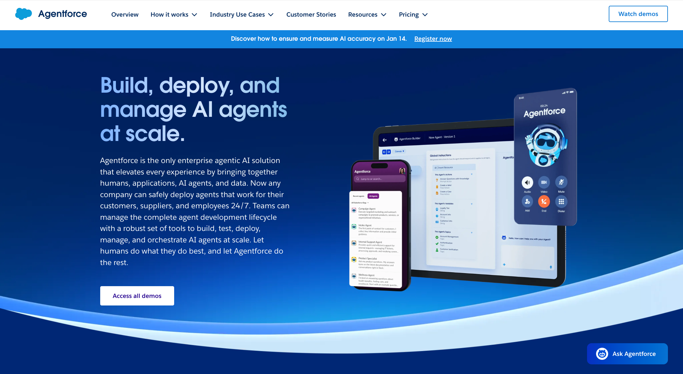 Screenshot of Salesforce's Agentforce landing page