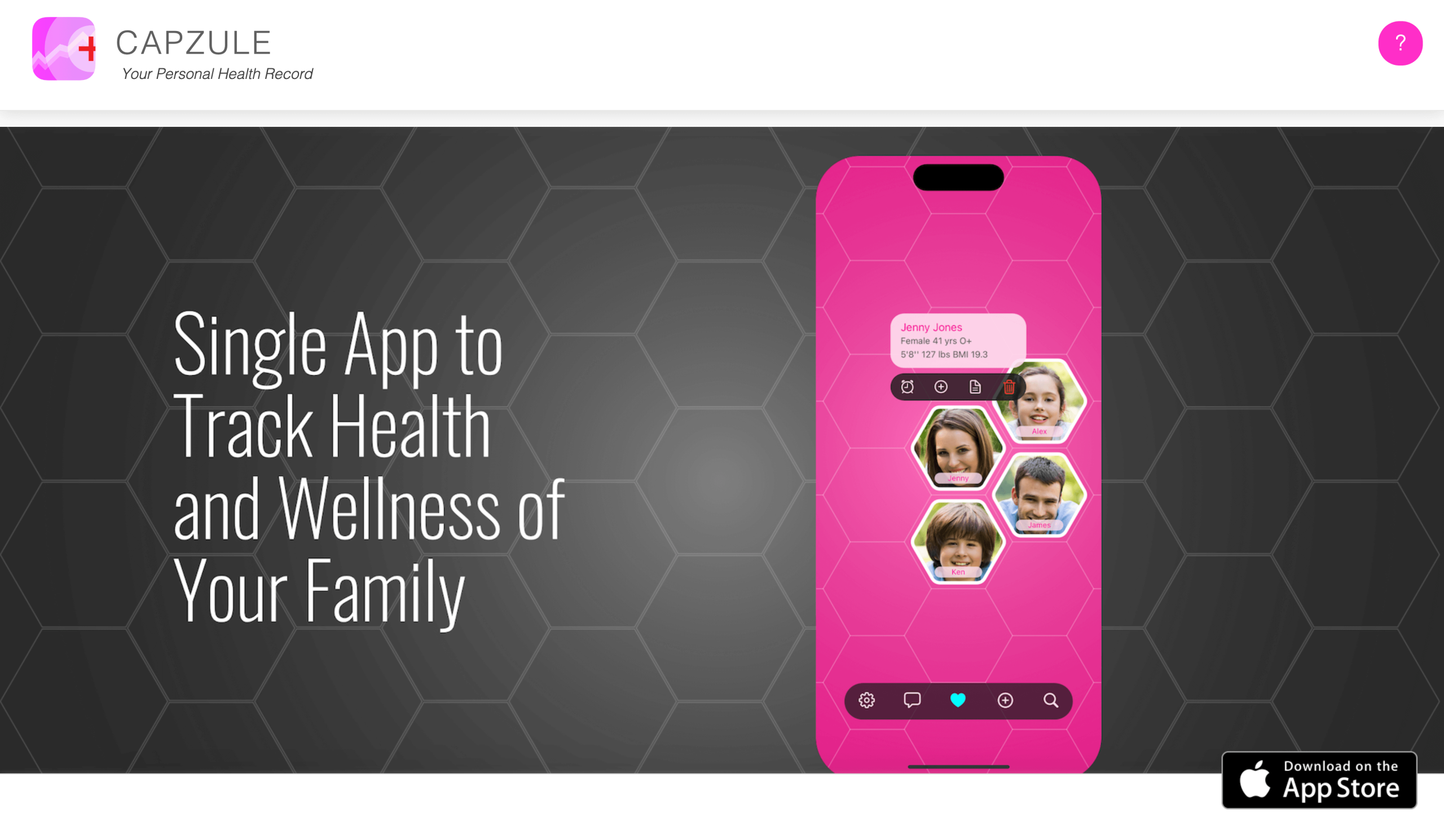 Screenshot of Capzule landing page