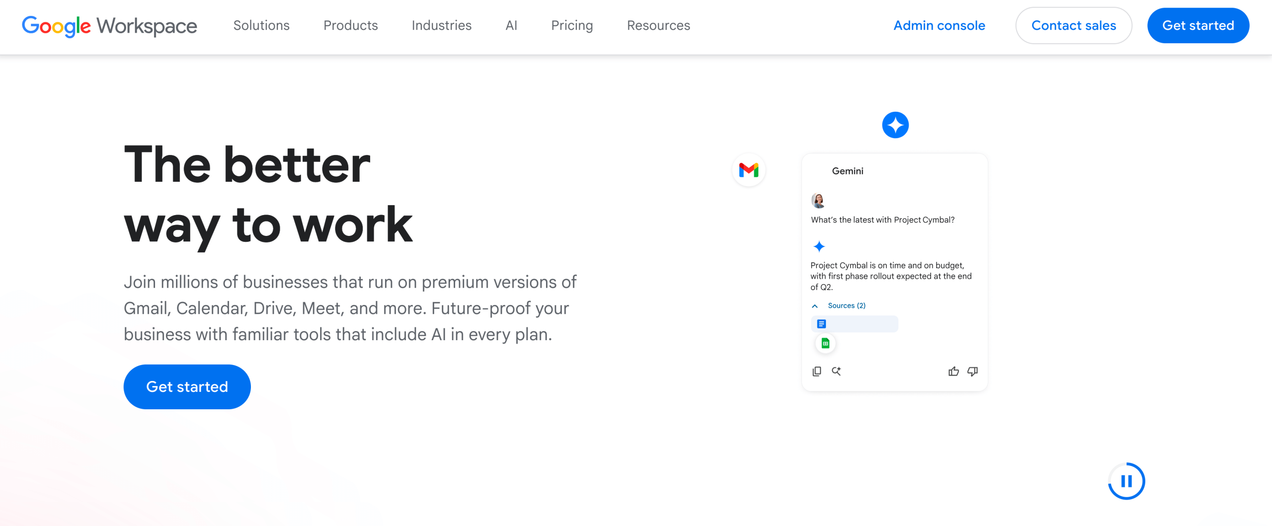 Screenshot of Google Workspace landing page
