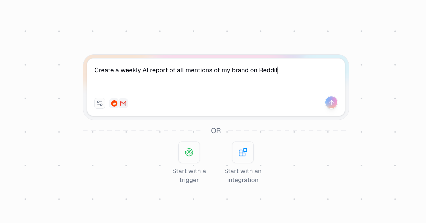 Gumloop setup screen showing a prompt box to describe what you want the automation to do