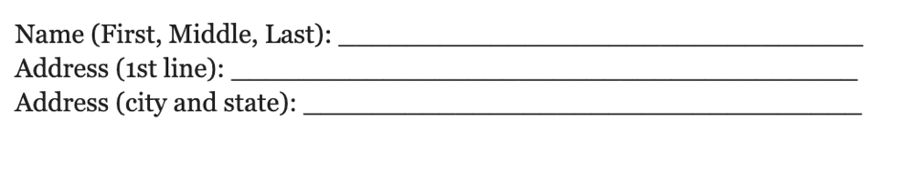 Georgia font displayed in small form field labels like name and address