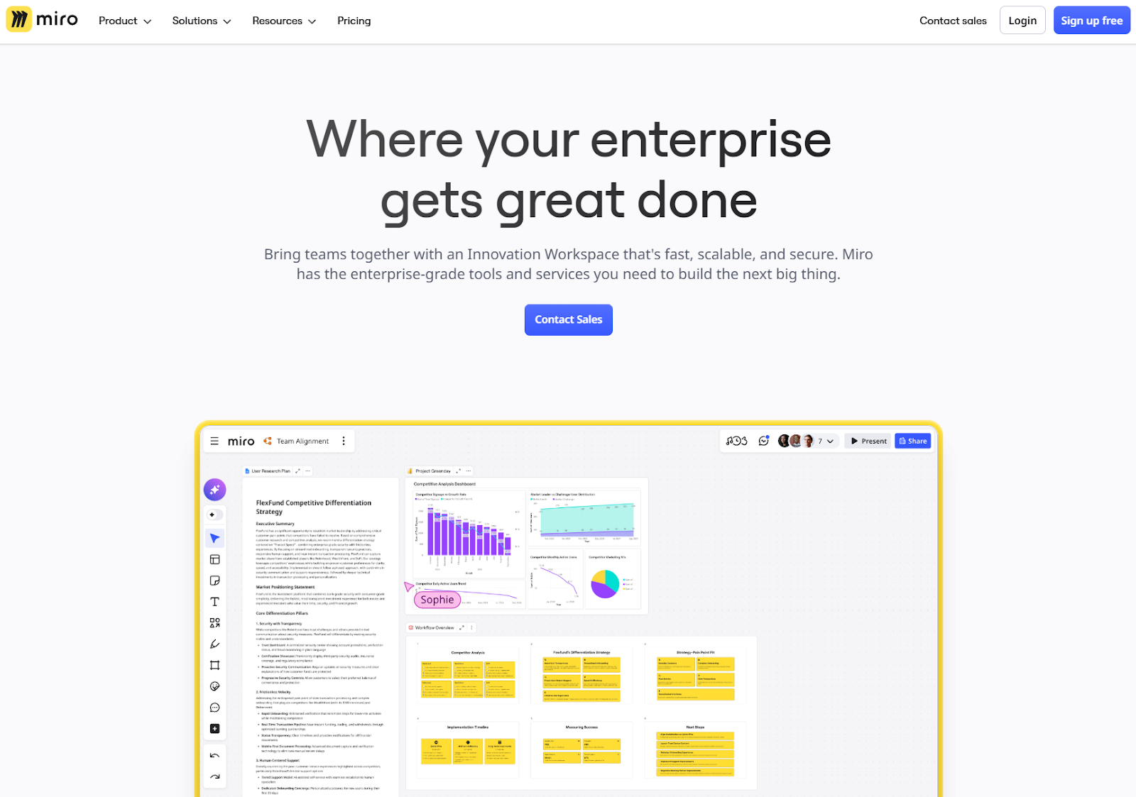 Screenshot of Miro landing page