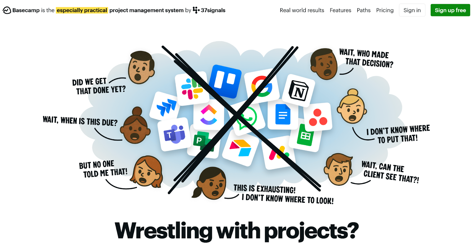Screenshot of Basecamp landing page