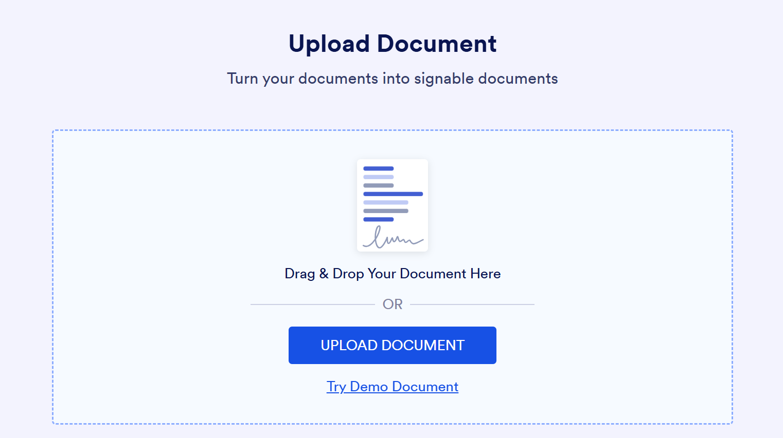 Jotform Sign interface showing the upload document options