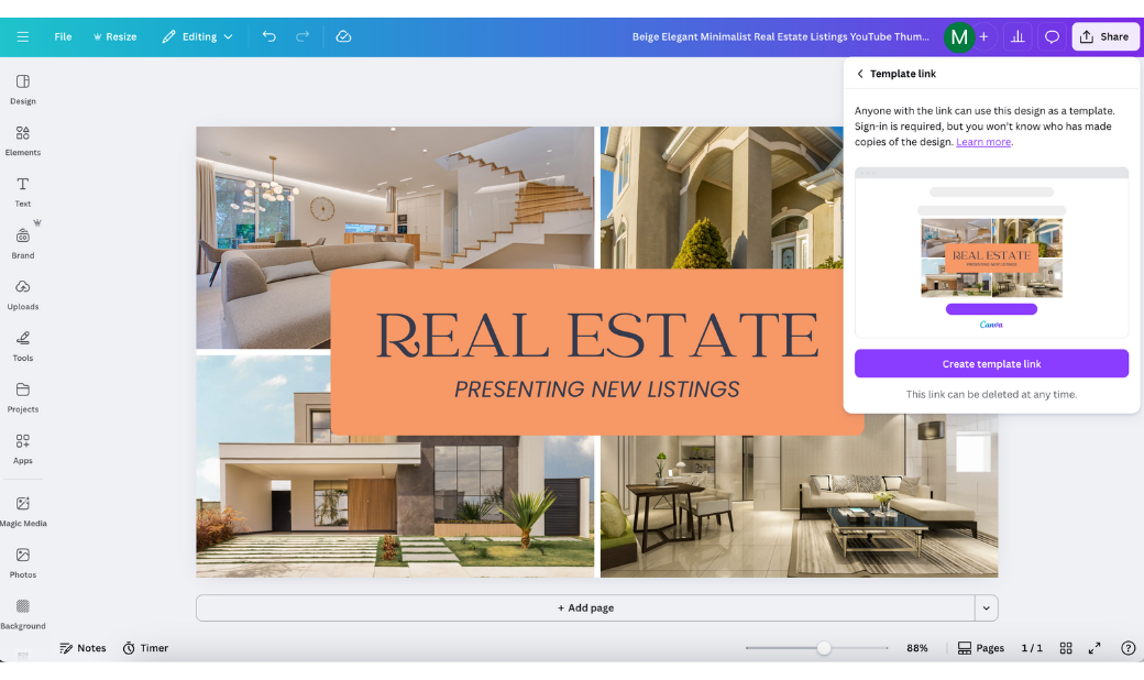 Canva Editor Creating a Template 