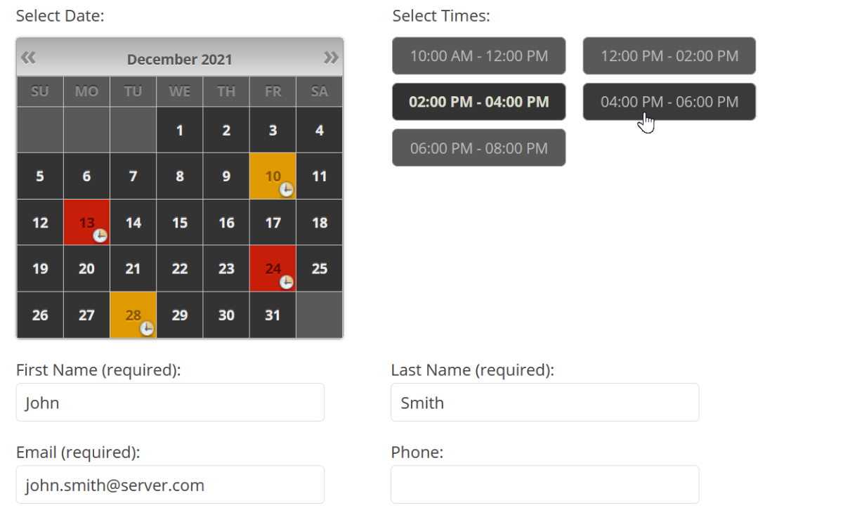 Capture d’écran de Booking Calendar