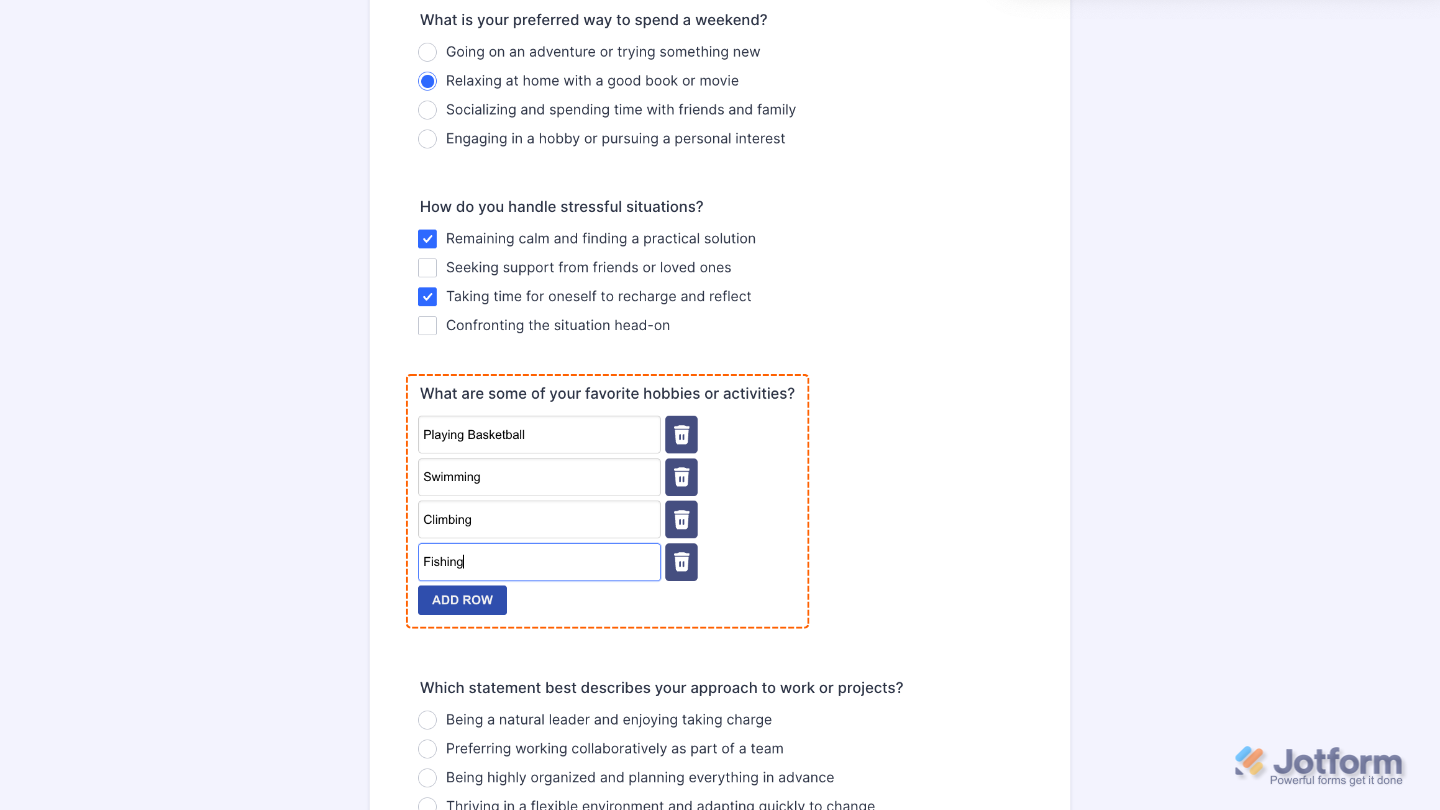 Dynamic Textbox widget successfully added to a form, allowing users to add multiple text fields as needed