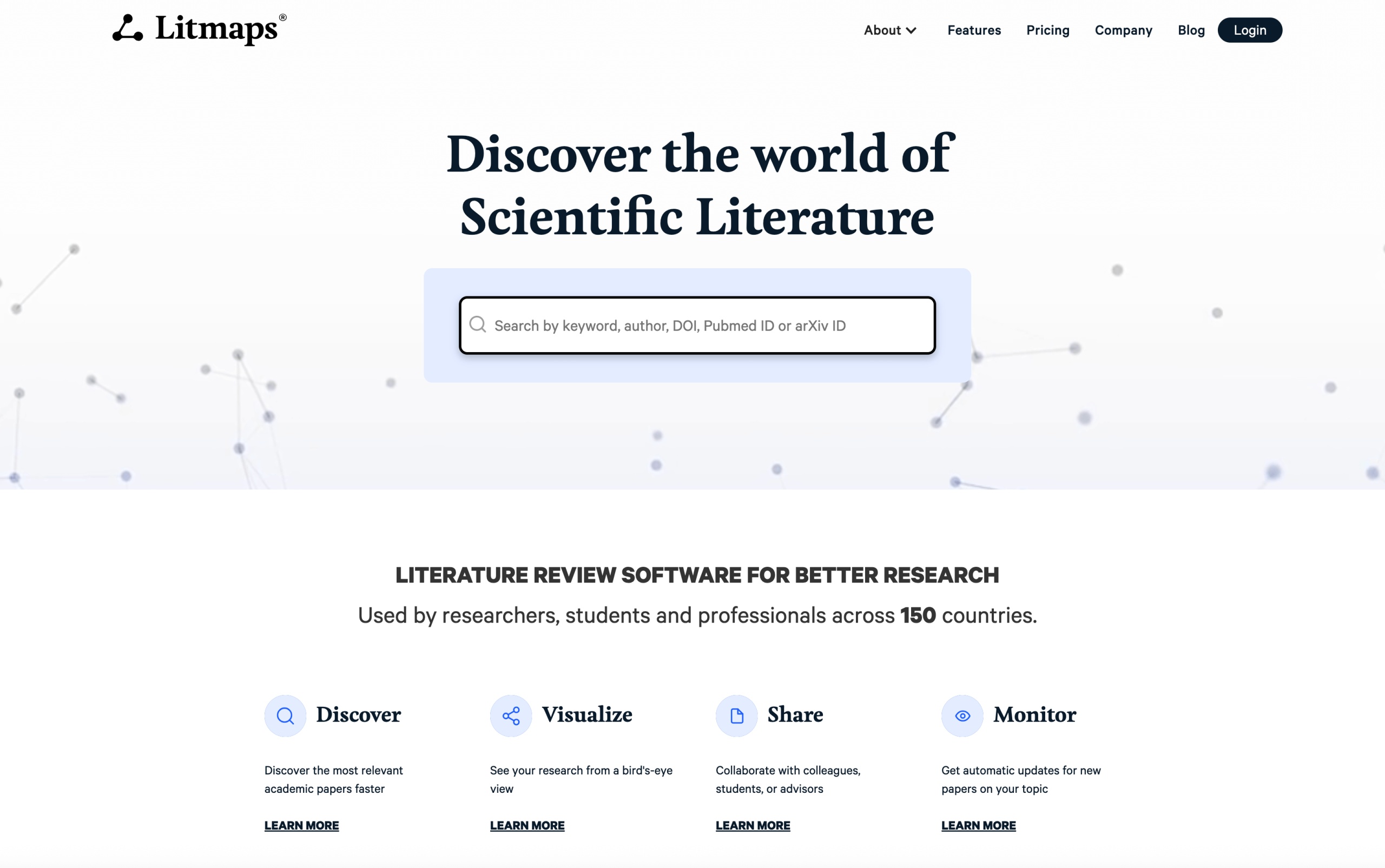 Screenshot of Litmaps landing page