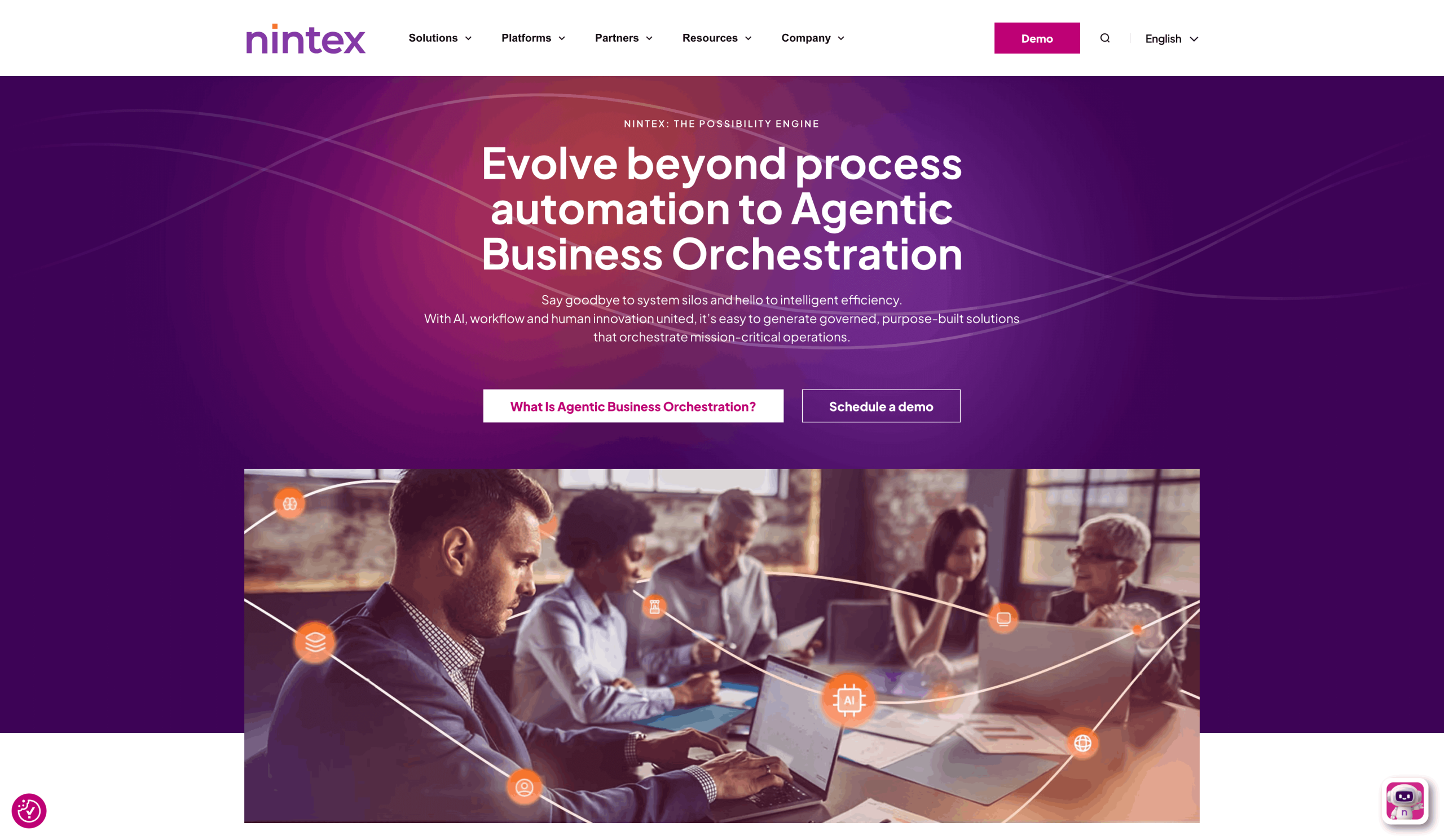 Screenshot of Nintex landing page
