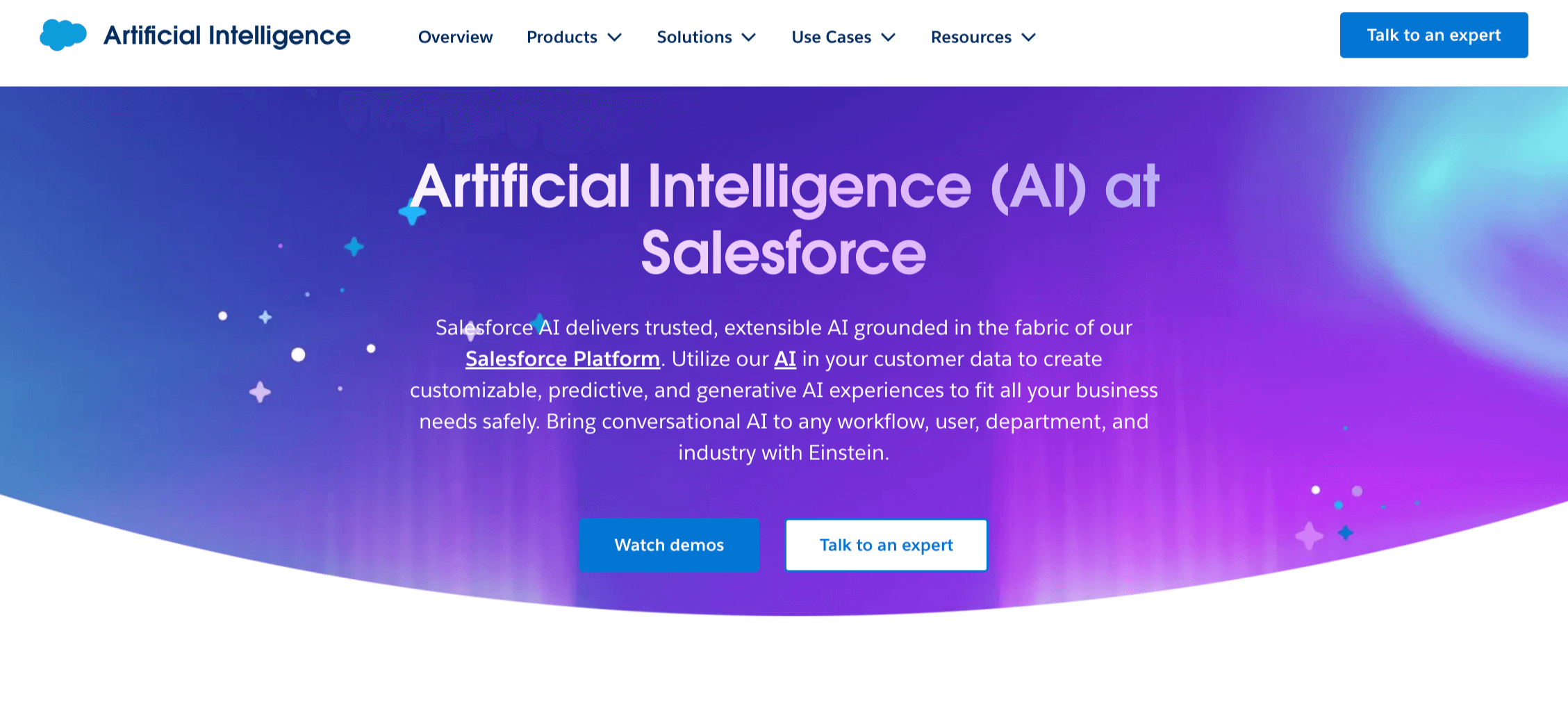 Screenshot of Salesforce Einstein landing page