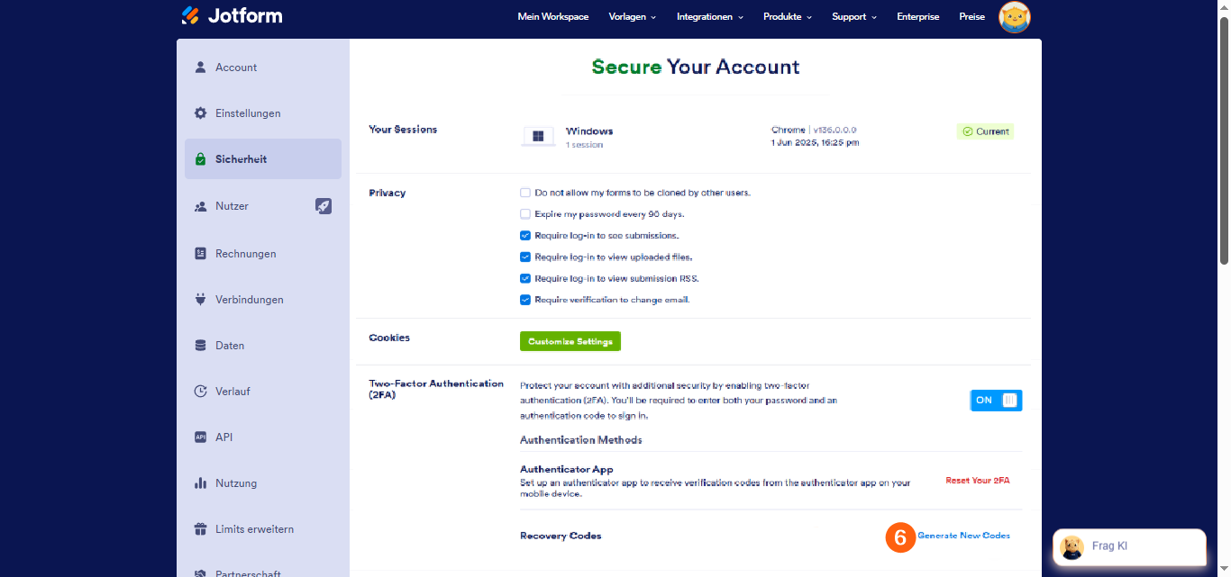 So generieren Sie neue Wiederherstellungscodes für die Zwei-Faktor-Authentifizierung (2FA) Image-4