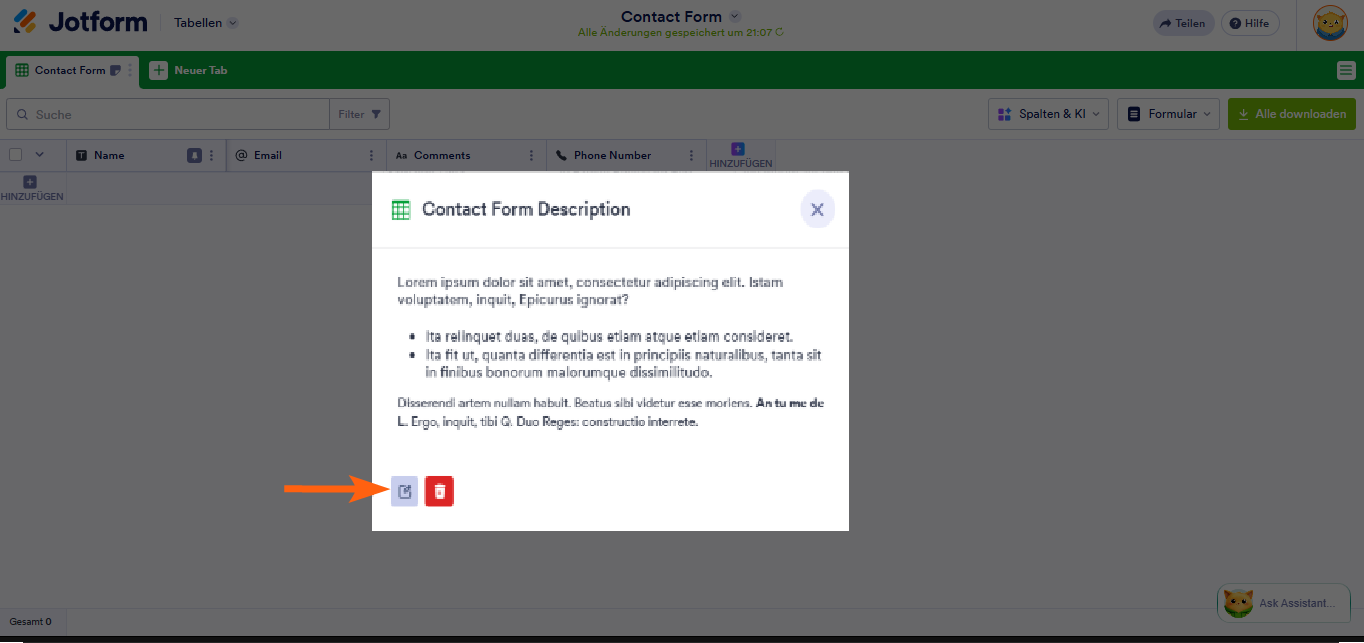 So fügen Sie Beschreibungen zu Registerkarten und Spalten in Jotform Tabellen hinzu Image-4