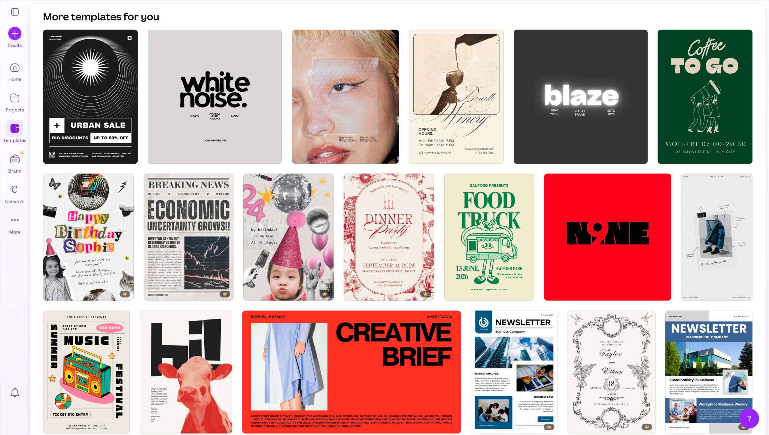 Screenshot of Canva Templates