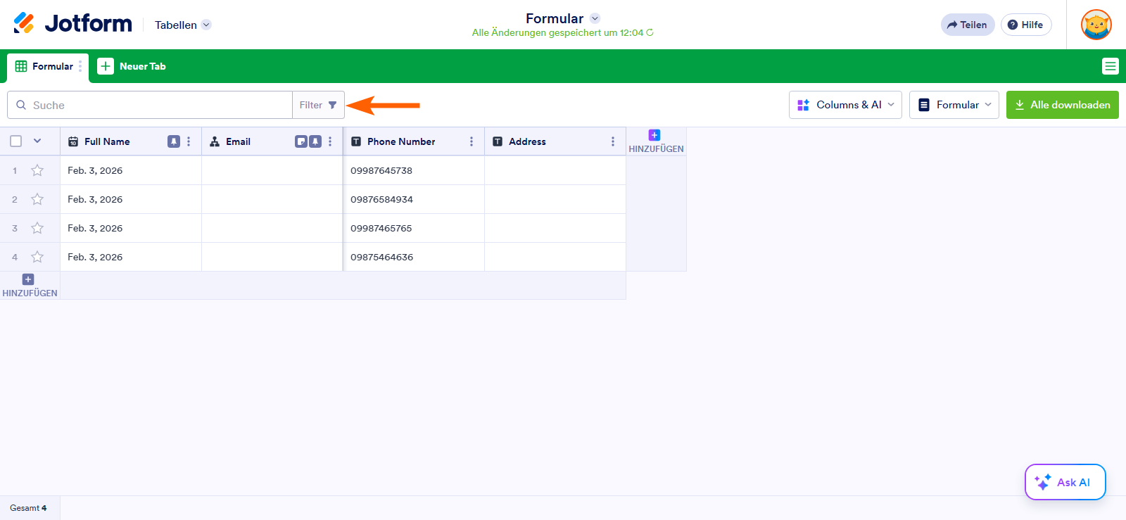 So sperren Sie Daten in Jotform-Tabellen Image-3