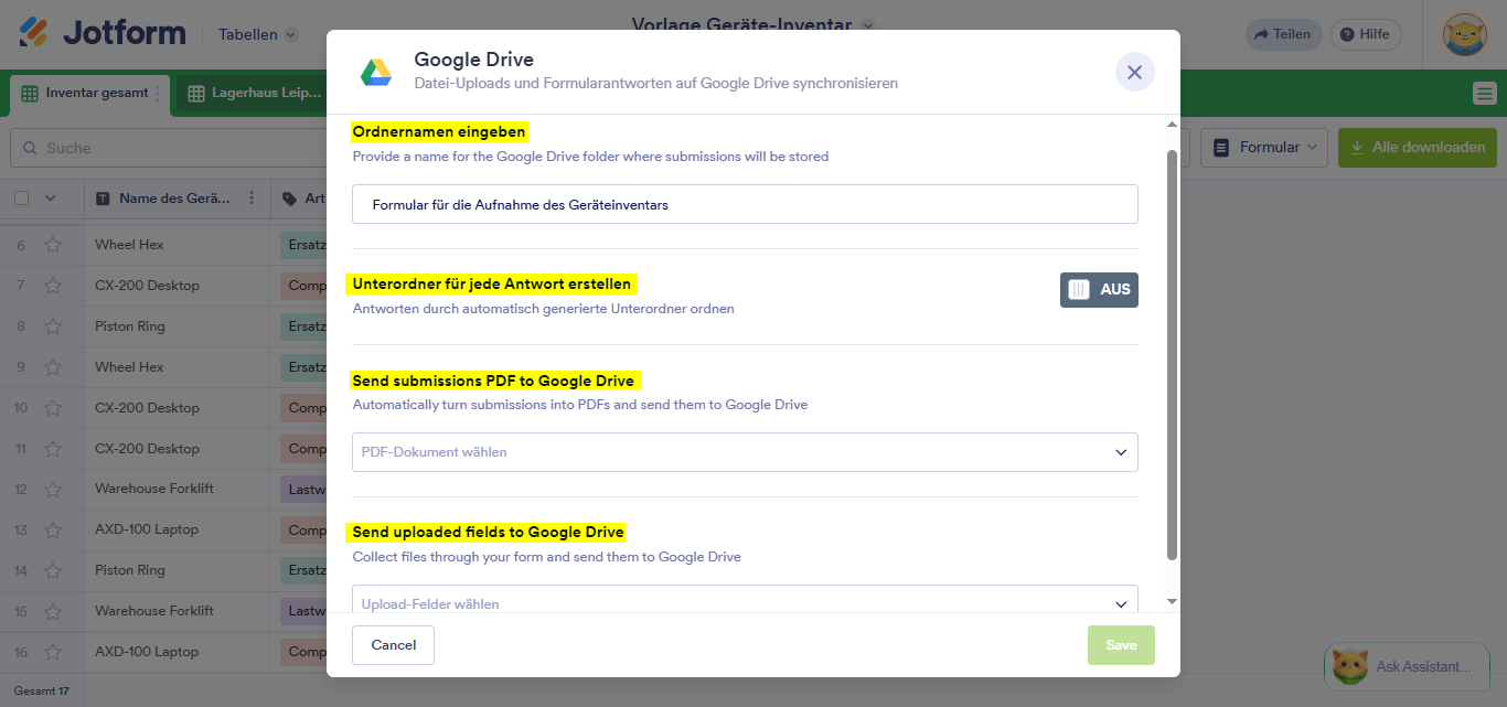 So senden Sie Daten in Jotform Tabellen an andere Apps Image-8