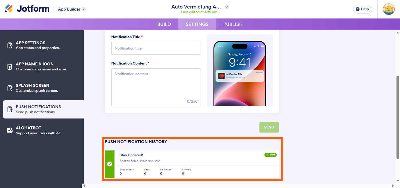 So erstellen und senden Sie Push-Benachrichtigungen für Jotform Apps Image-8