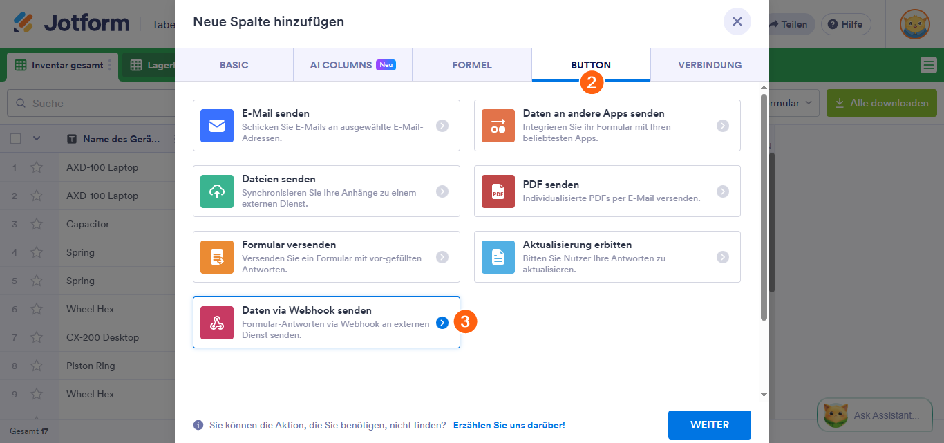 So senden Sie Daten per Webhook in Jotform Tabellen Image-2