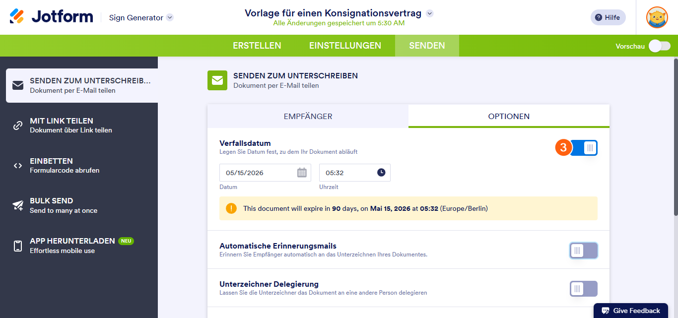 So legen Sie ein Ablaufdatum in Jotform Sign fest Image-3