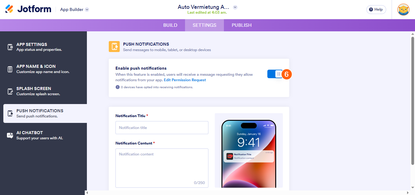 So erstellen und senden Sie Push-Benachrichtigungen für Jotform Apps Image-3