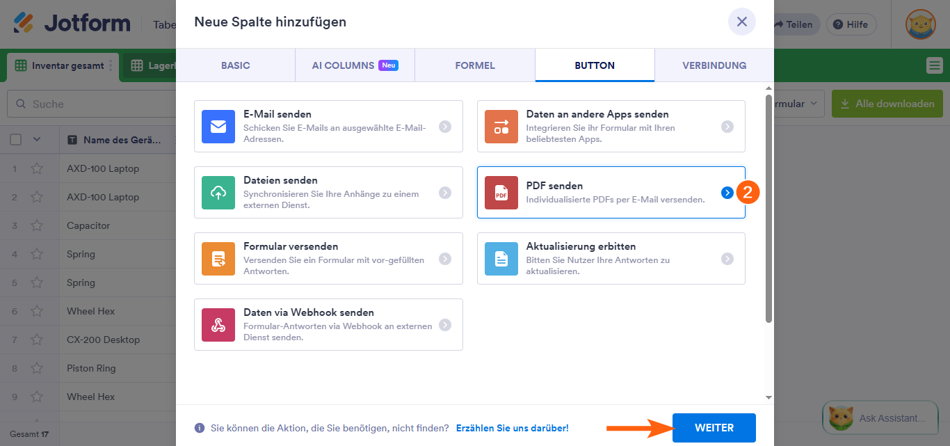 So senden Sie PDF-Berichte in Jotform Tabellen Image-2
