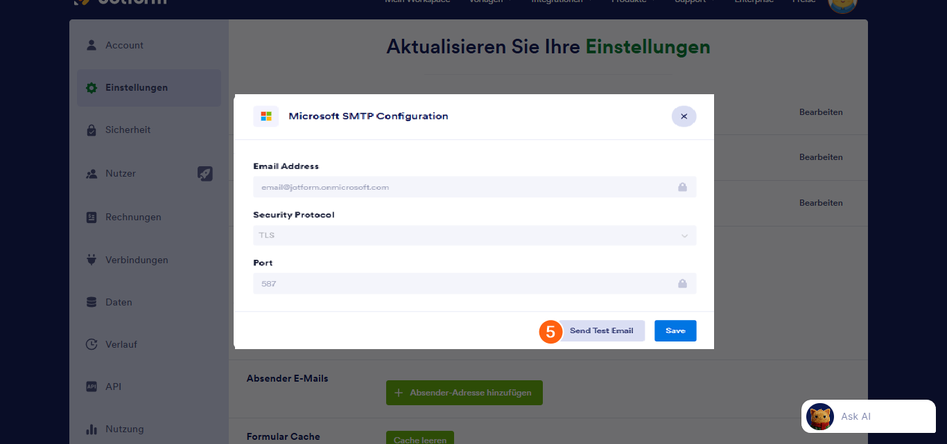So verwenden Sie Microsoft Outlook als Absender-E-Mail über SMTP Image-4