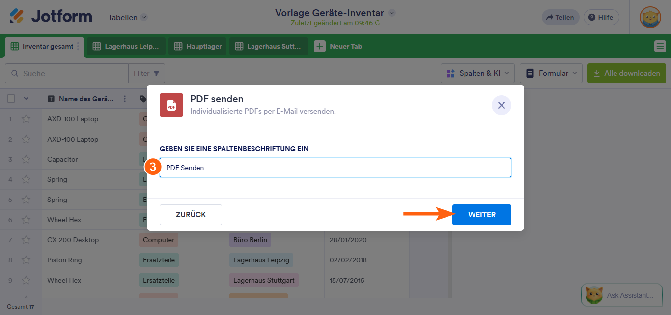 So senden Sie PDF-Berichte in Jotform Tabellen Image-3