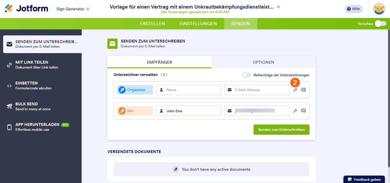 So legen Sie einen Zugangscode für Ihre Dokumente in Jotform Sign fest Image-2