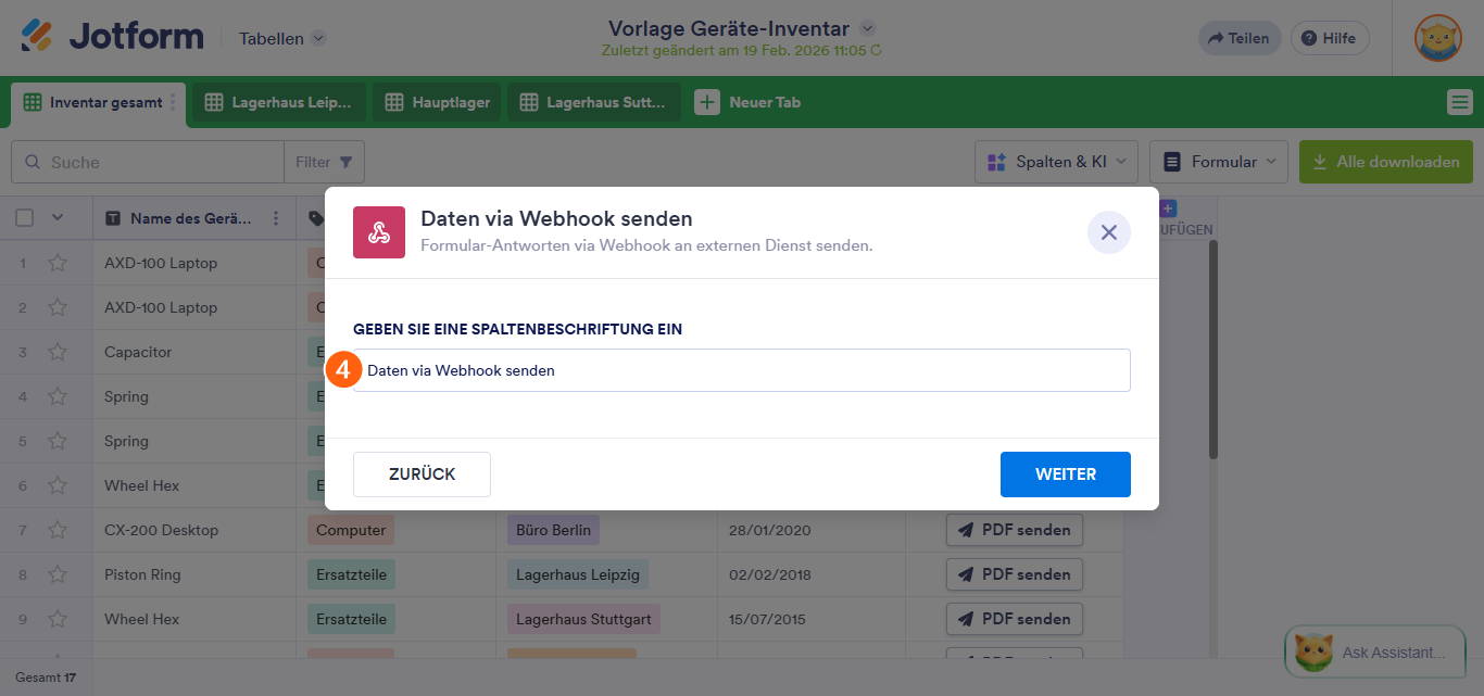 So senden Sie Daten per Webhook in Jotform Tabellen Image-3