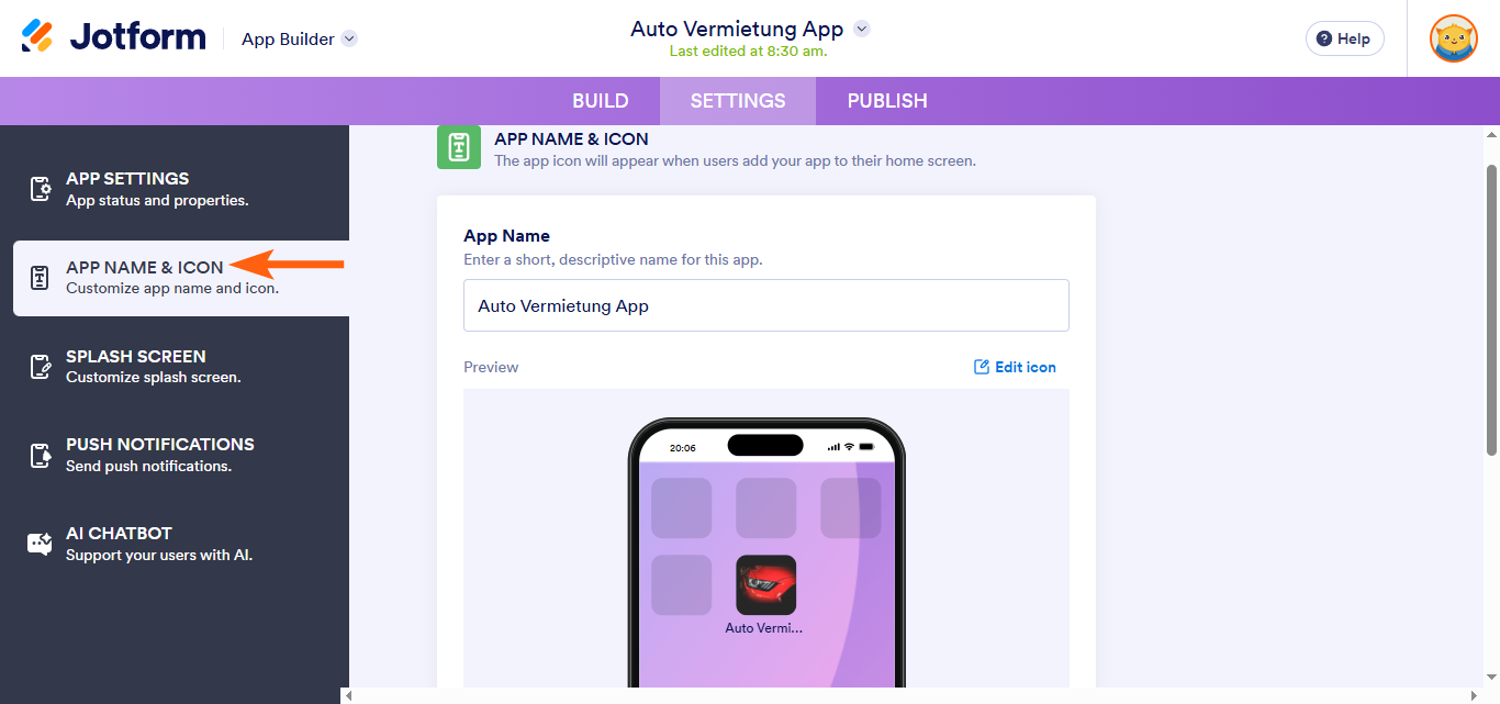 So ändern Sie den Namen und das Symbol des Geschäfts Image-1