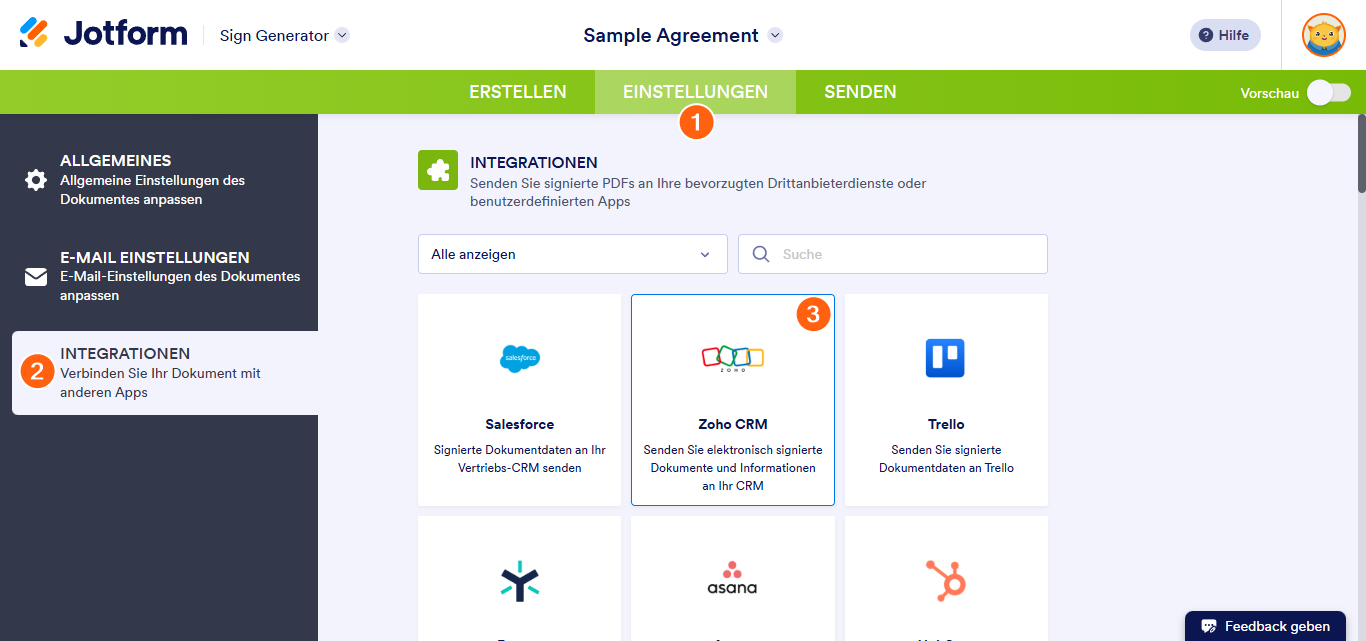 Wie Sie Jotform Sign mit Zoho CRM integrieren Image-1