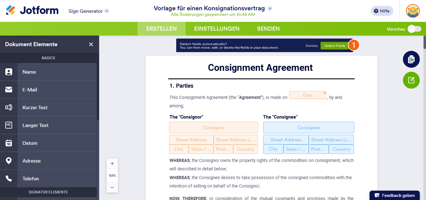 So verwenden Sie die automatische Felderkennung in Jotform Sign Image-1