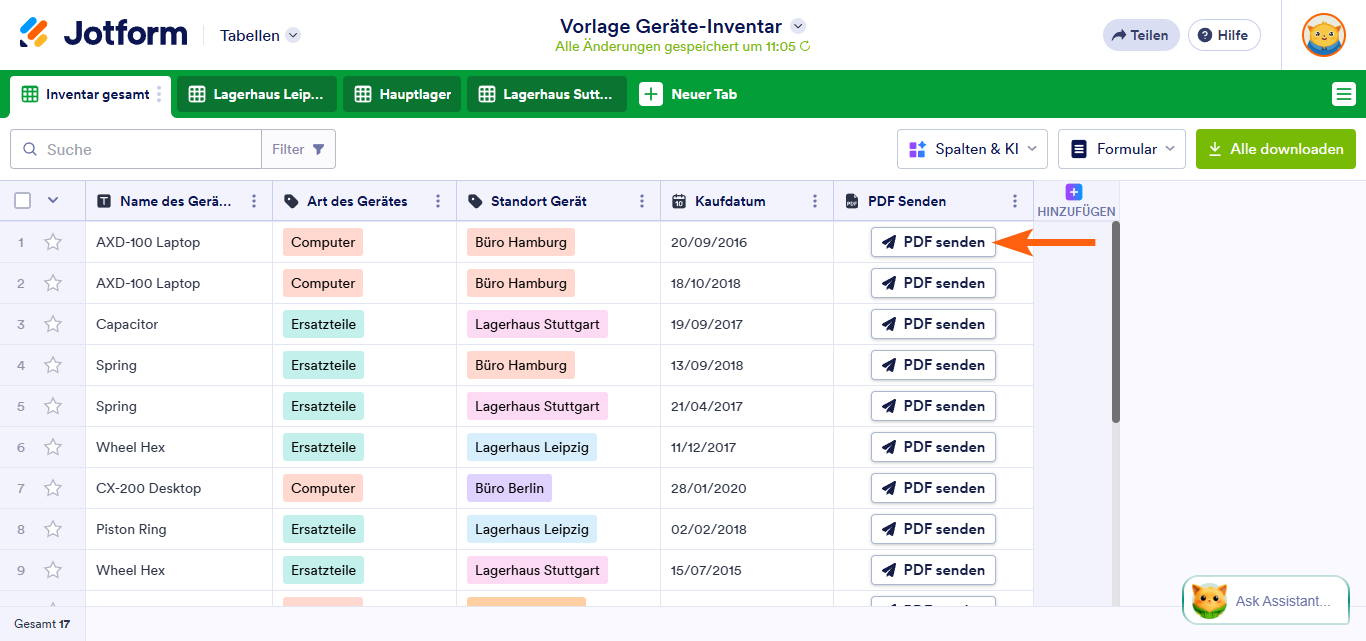 So senden Sie PDF-Berichte in Jotform Tabellen Image-6