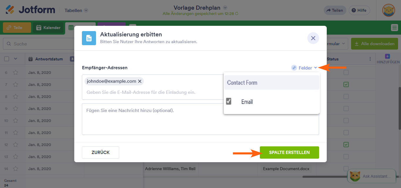 So fordern Sie Übermittlungsaktualisierungen in Jotform Tabellen an Image-4