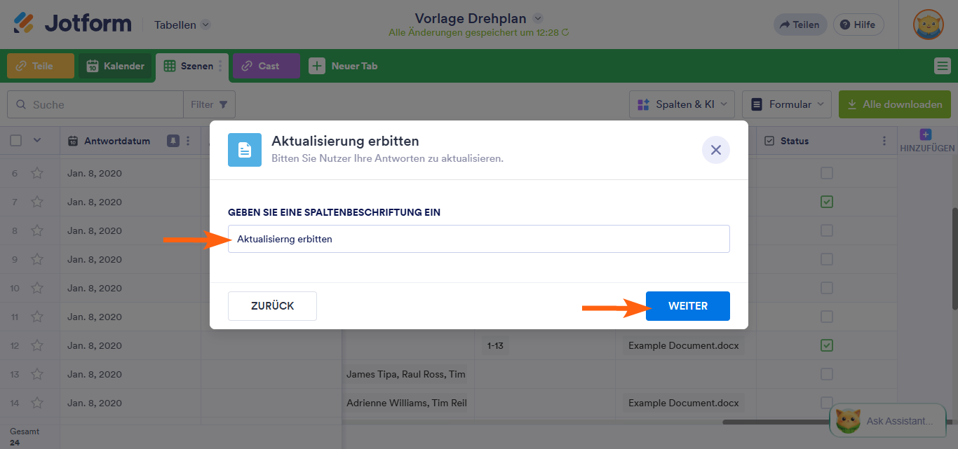 So fordern Sie Übermittlungsaktualisierungen in Jotform Tabellen an Image-3