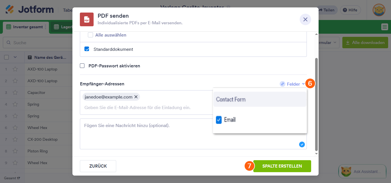 So senden Sie PDF-Berichte in Jotform Tabellen Image-5
