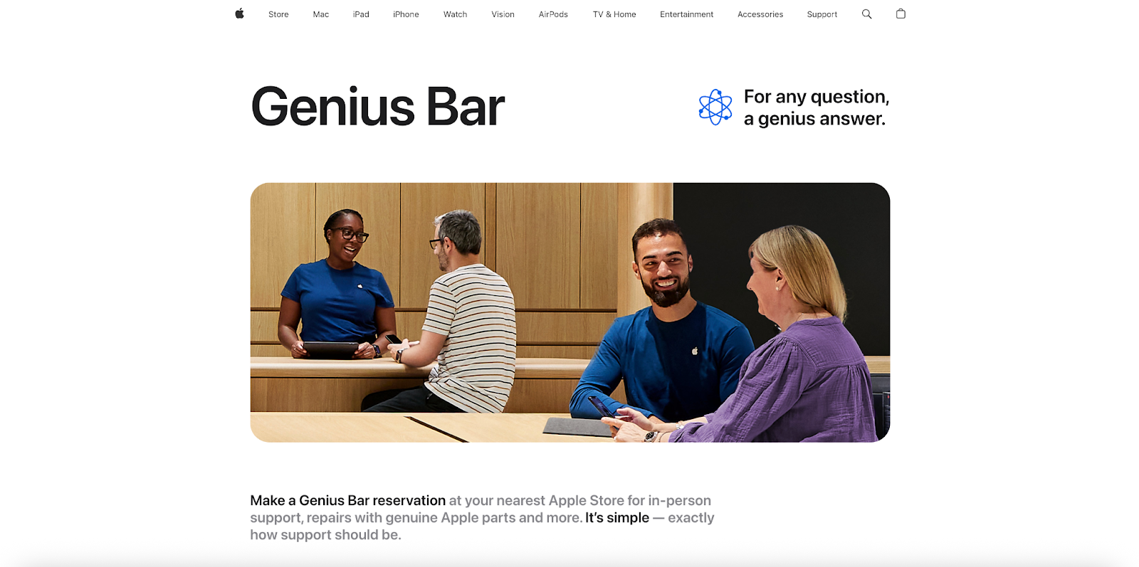 Apple's Genius Bar Program Page