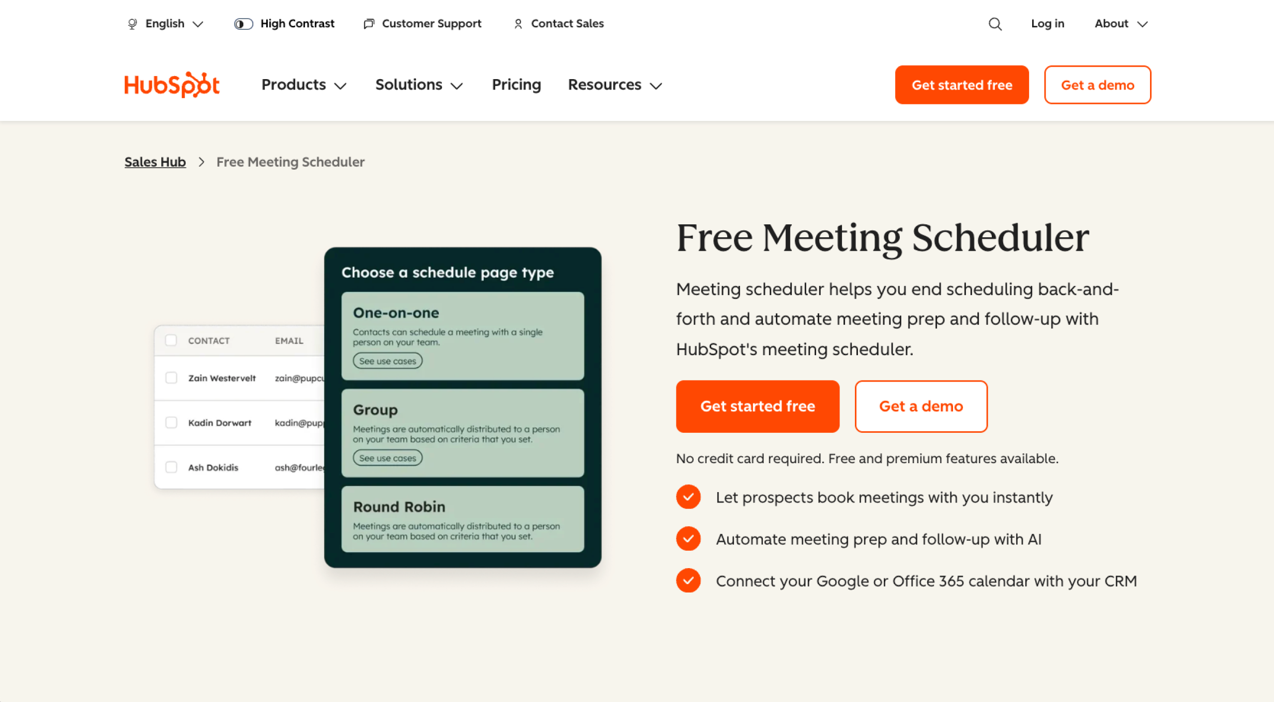 Hubspot Meeting Scheduler Landing Page