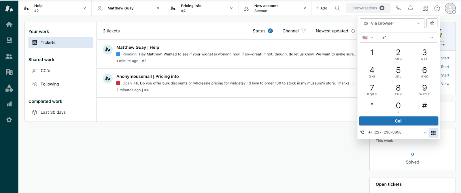 Zendesk includes phone support alongside email and chat
