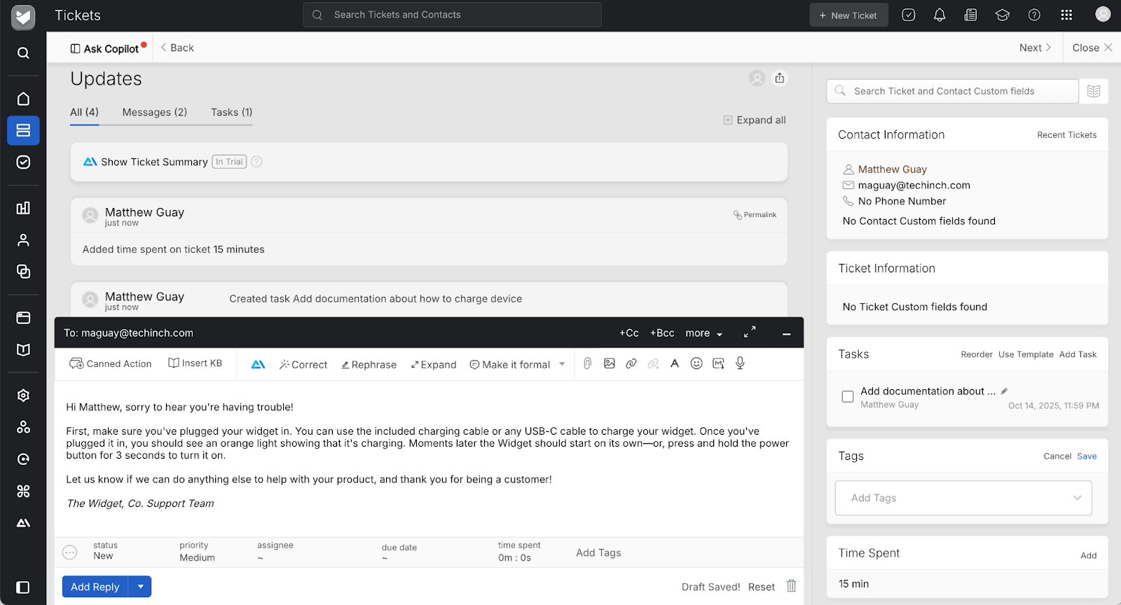 HappyFox’s single conversation view is similar to Zendesk’s