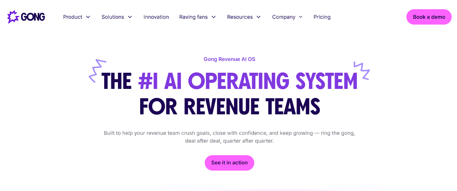 Gong website with the words: "The #1 AI operating system for revenue teams"