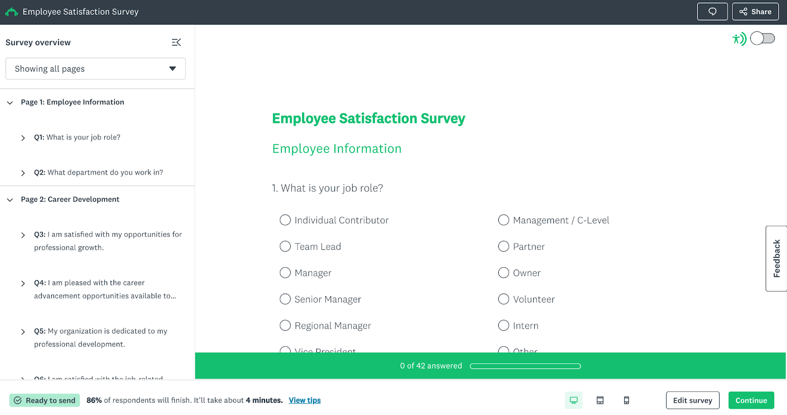 SurveyMonkey Survey Preview