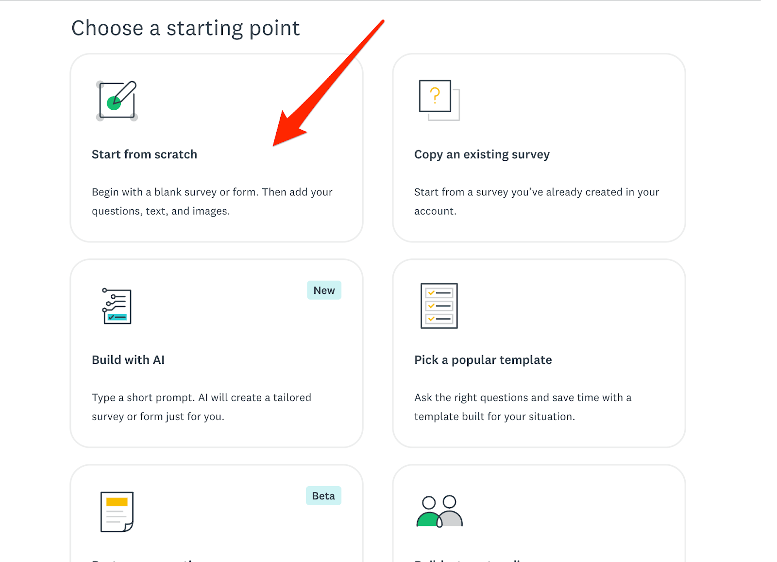 SurveyMonkey Survey Creator Start from Scratch Option