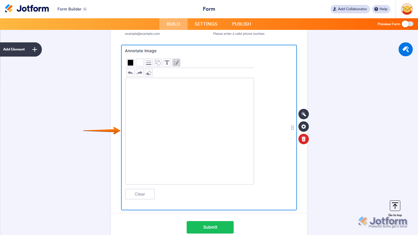 Annotate Picture widget successfully added on Form
