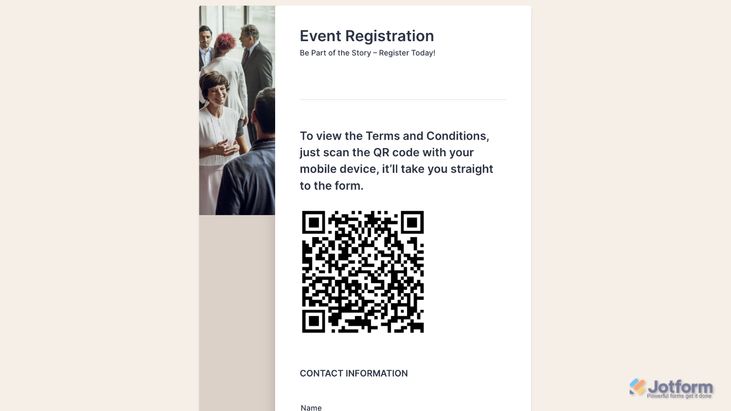 Form with the QR Code widget set up, displaying a scannable code that encodes the text, URL, or data entered in the Message to Encode field
